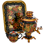 0074169 Самовар электрический "КЛУБНИКА" 3 лподнос прямоуг-орех