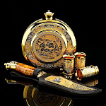 0042297 Златоуст НАБОР ОХОТНИЧИЙ: нож+фляга+3стопки в П/У