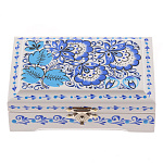 0074461/12*8см-ЗИМА  Хохлома Шкатулка ЗИМА/ЦВЕТЫ бел Н0003