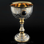 12011/НФ Златоуст КУБОК УКРАШЕННЫЙ  Позолота, Агат в п/у