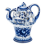  Гжель Чайник "Моя семья" Авт.Исаев.С.В. 