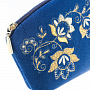 Косметичка бархатная "Весеннее настроение". Темно-синяя с золотой вышивкой, фотография 3. Интернет-магазин ЛАВКА ПОДАРКОВ