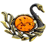 0045217/1062.4 Брошь Лебедь большой (коньячный)