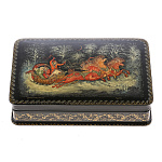 0044926/15*11см  Лаковая миниатюра Палех ШКАТУЛКА "Тройка" Критов