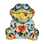 0078095 ГЖЕЛЬ Скульптура ЖАБА сидит, в цвете, h=6 см