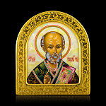0066562-0060 Икона рукописная Николай Чудотворец перламутр 155-175 мм рама сус зол