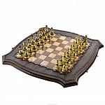 Шахматы-нарды из дерева резные (фигуры с бронзой)