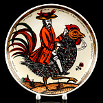 11093 Коллекционная тарелка 20см ЛУБОК "КАВАЛЕР НА ПЕТУХЕ"