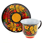 0070688 Чайная пара  Хохлома роспись  "Рябинка"