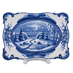 Плакетка декоративная "Пейзаж". Гжель