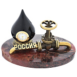 0029807-яшма Бронза Часы "РОССИЙСКАЯ НЕФТЯНАЯ ПРОМЫШЛЕННОСТЬ" 4.281.2