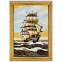 Картина янтарная "Корабль-парусник" 40х60 см, фотография 1. Интернет-магазин ЛАВКА ПОДАРКОВ