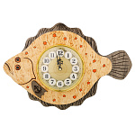 Часы настенные из карельской березы "Рыба"