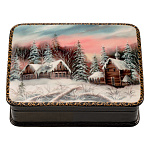 Шкатулка из папье-маше "Зима в деревне"