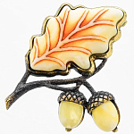 0058478/2210.4 Брошь Листик Дуба (белый)