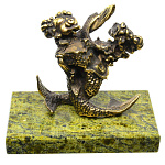 0037100-ВЕСЫ Нат.камень Бронза Статуэтка "ЗНАКИ ЗОДИАКА" змеевик