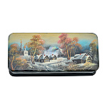 Шкатулка с художественной росписью "Деревенский пейзаж"
