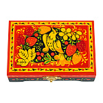 310143/12*8см Хохлома Шкатулка прямоугольнаяПТИЦА/КЛУБНИКА12*8*3 см  Н0004