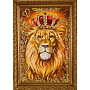 Картина с поталью и янтарем "Лев" 40х60 см, фотография 1. Интернет-магазин ЛАВКА ПОДАРКОВ