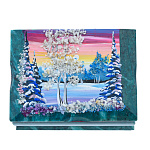 0072821/1087 Нат.камень Шкатулка ЗИМА с камен крошкой 140*100*80 мм