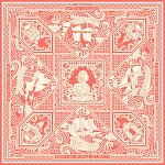 500052 Сувенирный платок "Резьба по кости", 90*90, 70% шёлк 30% вискоза МД Нины Ручкиной