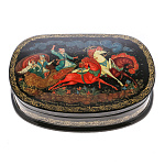 0061399-13*9см  Лаковая миниатюра Палех ШКАТУЛКА "Тройка" Шемякина