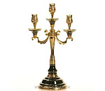 10957 Златоуст Подсвечник ц/м 3-х рожковый (нефрит) в ПУ 0091