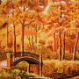 Картина янтарная "Осенний мостик" 60х40 см, фотография 3. Интернет-магазин ЛАВКА ПОДАРКОВ