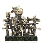 0057013 Бронза Сувенир  Визитница "БЫК У ПЛЕТНЯ"