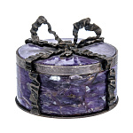 0016668 Бронза ШКАТУЛКА"Подарок"серебрение,Чароит,Эксклюзив.Авт.Работа, в П/У