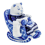 0069030 Гжель Скульптура "КОШКА ЛЕОПОЛЬДОВНА"  Авт.Черновы Л.и В