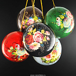 0021637/7см Нат.дерево ЕЛОЧНЫЙ ШАР "Жостовские мотивы"