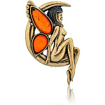 0045393/1661.4 Брошь Фея на луне (коньячный)