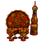 Питейный набор на 6 персон "Ягоды". Хохлома