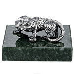 Статуэтка из серебра 925* на каменной подставке "Тигр"