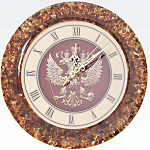 0032138 Янтарь ЧАСЫ КРУГЛЫЕ "ГЕРБ РФ" 25см