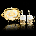 3958 Златоуст Набор подарочный КОФЕЙНЫЙ "ЛЕБЕДЬ" 2пр.