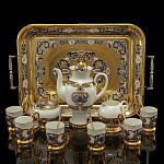  Златоуст Сервиз Кофейный на 6 персон с подносомЛазурит, в П/У