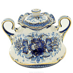  Гжель Сахарница "Колокольчик" в золоте Авт. Алехин С.С. 