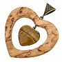 Кулон из карельской березы с тигровым глазом "Два сердца", фотография 1. Интернет-магазин ЛАВКА ПОДАРКОВ