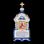 08005/ник Гжель КИОТ настольный "Николай Чудотворец" 10*22см