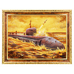 Картина янтарная "Подводная лодка" 30х40 см