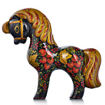 0027054 Хохлома статуэтка "КОНЬ БОГАТЫРЬ" h=29см  цвета в ассортименте 