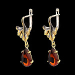 821927/4,95 сред.вес  Серебро 925* СЕРЬГИ вст.Янтарь р/п