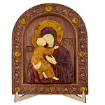 Икона янтарная "Владимирская Божья Матерь" 18,5х22,5 см