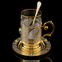 Чайный набор с подстаканником "Малахит". Златоуст, фотография 2. Интернет-магазин ЛАВКА ПОДАРКОВ