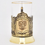 0029751 Микляихское литье ПОДСТАКАННИК латунный "ГЕРБ РФ" 