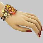 724064/сред. вес 27-28гг  Серебро 925* БРАСЛЕТ вст.Янтарь р/п