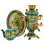 202538 САМОВАР эл. ЖЕЛУДЬ 1,5л "ЛАНДЫШ" с подносом и чайником