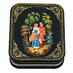 0071597/8*7см  Лаковая миниатюра Палех ШКАТУЛКА "ПАРОЧКА" БАХИРЕВА